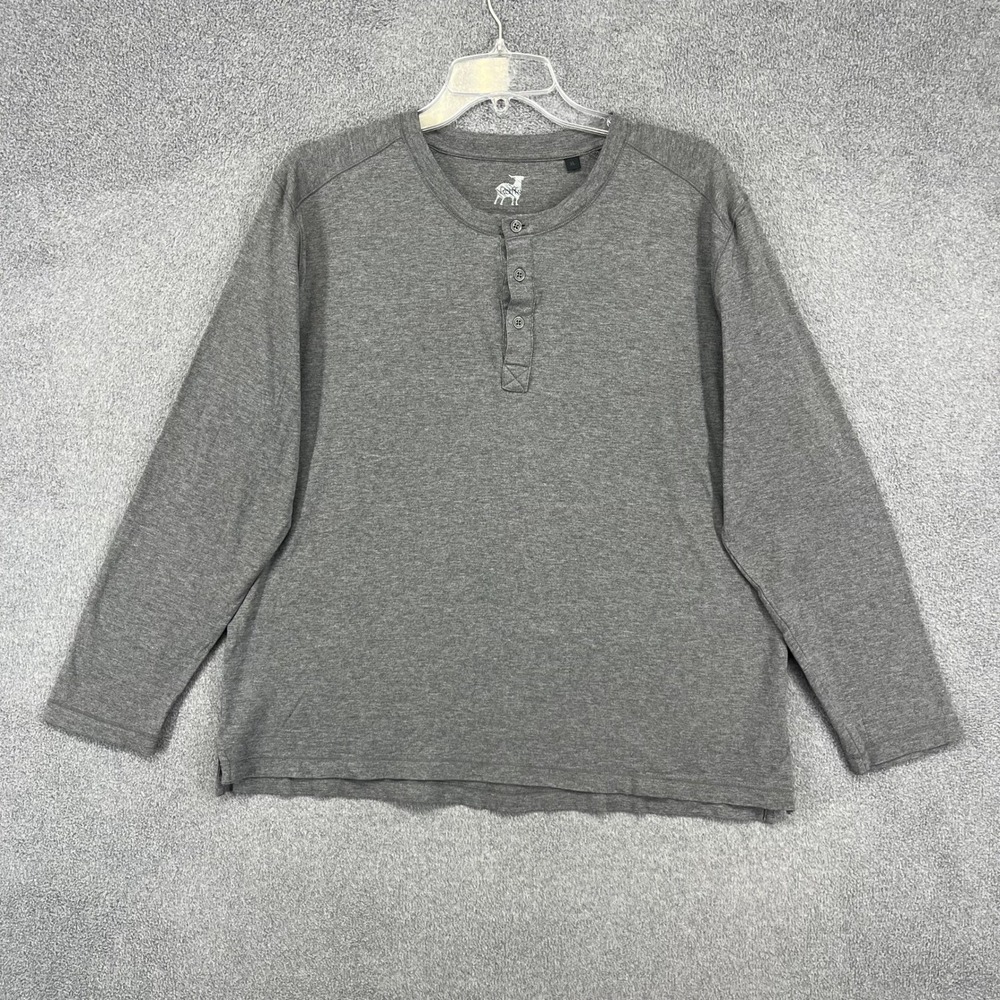 Raffi Henley Shirt Mens XL Grey Long Sleeve 100% Cotton‎ Casual Soft Basic Layer